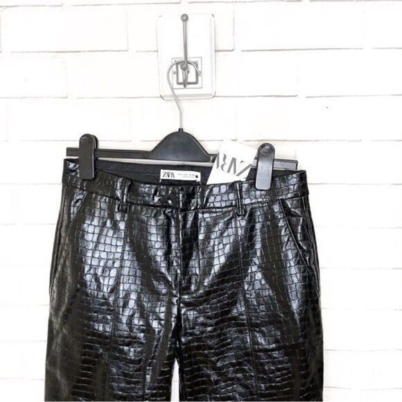 ZARA Faux Leather Pants Croco Animal Effect NWT - Picture 11 of 16